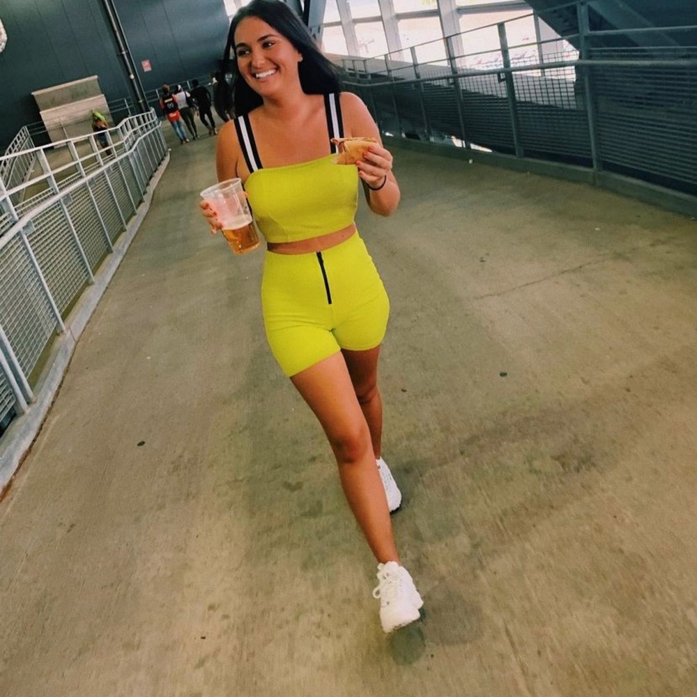 wild fable Neon Yellow High-Waist Bike Shorts Set